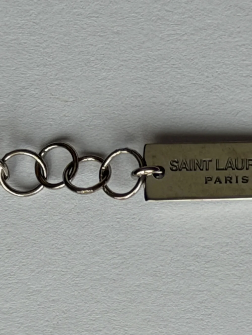 Saint Laurent YSL Sterling Silver D Initial Letter Snake Pendant Chain Necklace